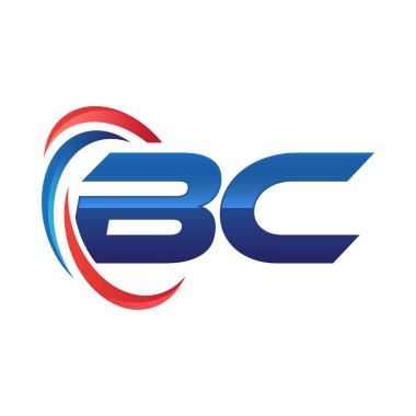 İlk harf logo swoosh kırmızı mavi