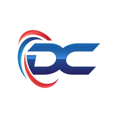 İlk harf logo swoosh kırmızı mavi