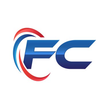 İlk harf logo swoosh kırmızı mavi