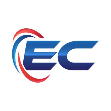 İlk harf logo swoosh kırmızı mavi