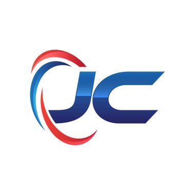 İlk harf logo swoosh kırmızı mavi