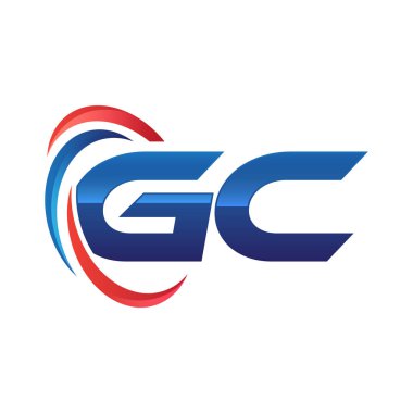 İlk harf logo swoosh kırmızı mavi