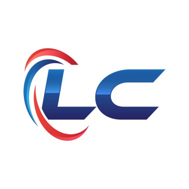 İlk harf logo swoosh kırmızı mavi