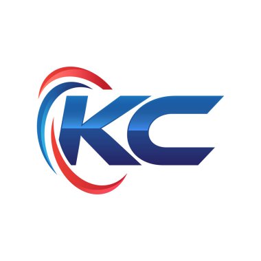 İlk harf logo swoosh kırmızı mavi