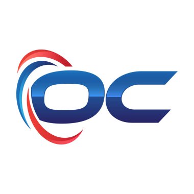 İlk harf logo swoosh kırmızı mavi