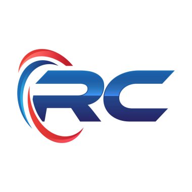 İlk harf logo swoosh kırmızı mavi