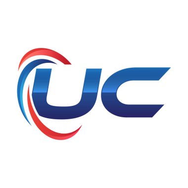 İlk harf logo swoosh kırmızı mavi