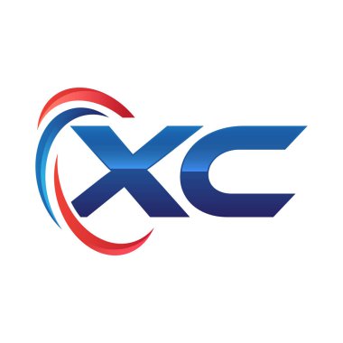 İlk harf logo swoosh kırmızı mavi