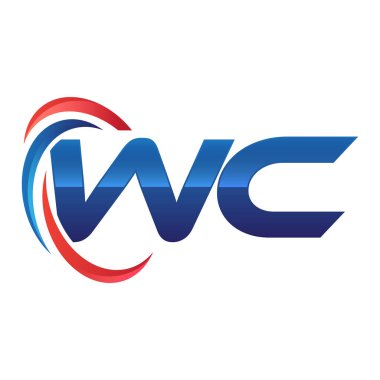 İlk harf logo swoosh kırmızı mavi