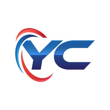 İlk harf logo swoosh kırmızı mavi