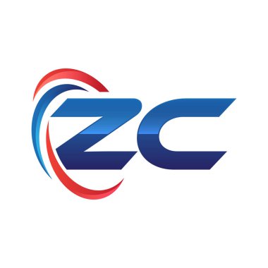 İlk harf logo swoosh kırmızı mavi