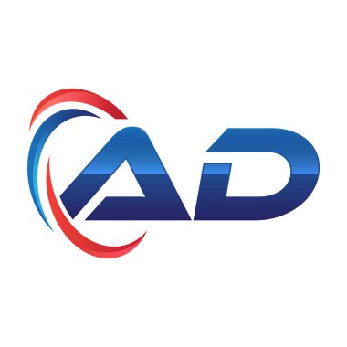 İlk harf logo swoosh kırmızı mavi