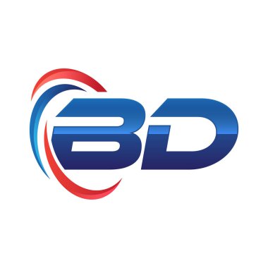 İlk harf logo swoosh kırmızı mavi