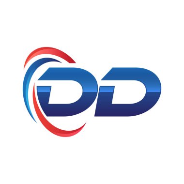 İlk harf logo swoosh kırmızı mavi