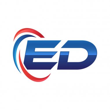 İlk harf logo swoosh kırmızı mavi