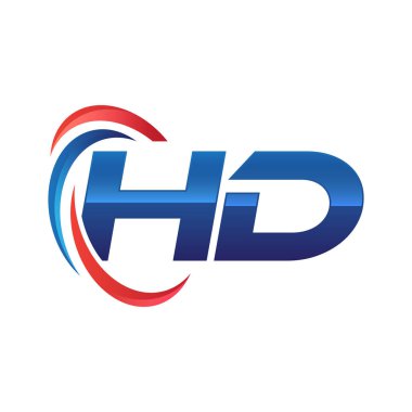 İlk harf logo swoosh kırmızı mavi