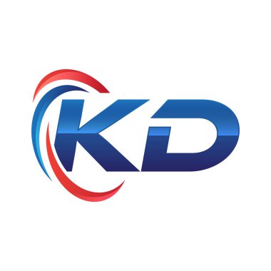 İlk harf logo swoosh kırmızı mavi