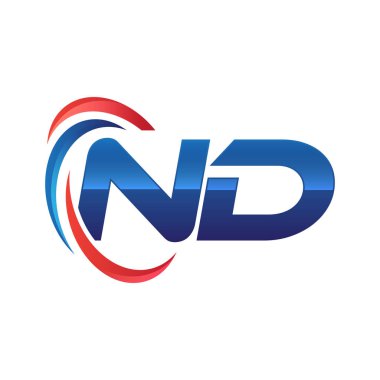 İlk harf logo swoosh kırmızı mavi