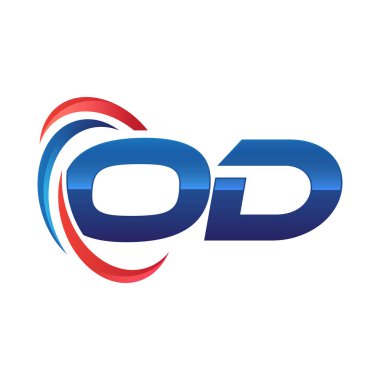 İlk harf logo swoosh kırmızı mavi