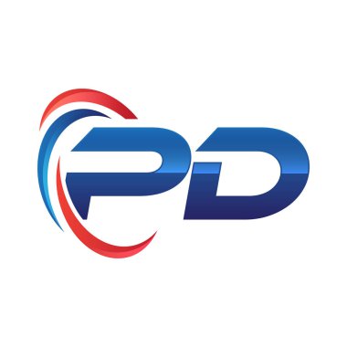 İlk harf logo swoosh kırmızı mavi