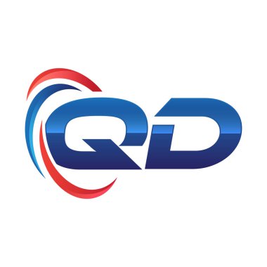 İlk harf logo swoosh kırmızı mavi