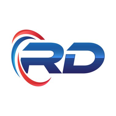 İlk harf logo swoosh kırmızı mavi