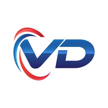 İlk harf logo swoosh kırmızı mavi