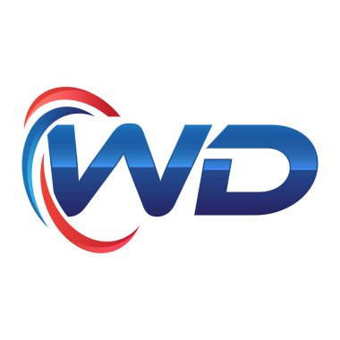 İlk harf logo swoosh kırmızı mavi