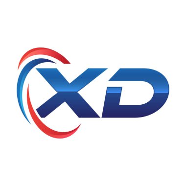 İlk harf logo swoosh kırmızı mavi