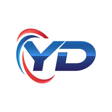 İlk harf logo swoosh kırmızı mavi