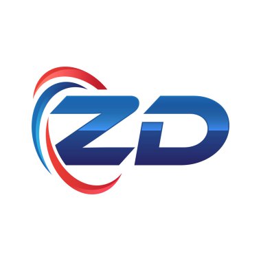 İlk harf logo swoosh kırmızı mavi