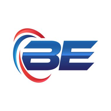 İlk harf logo swoosh kırmızı mavi