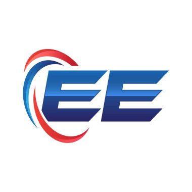 İlk harf logo swoosh kırmızı mavi