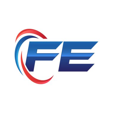 İlk harf logo swoosh kırmızı mavi