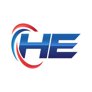 İlk harf logo swoosh kırmızı mavi