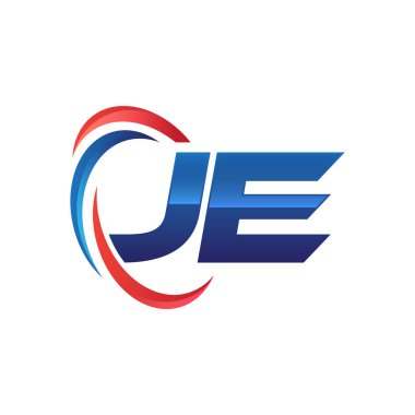 İlk harf logo swoosh kırmızı mavi