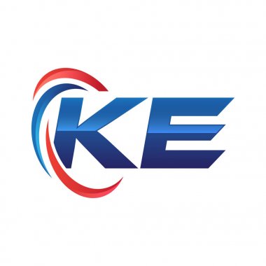 İlk harf logo swoosh kırmızı mavi