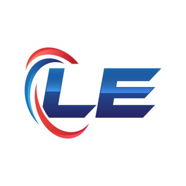 İlk harf logo swoosh kırmızı mavi