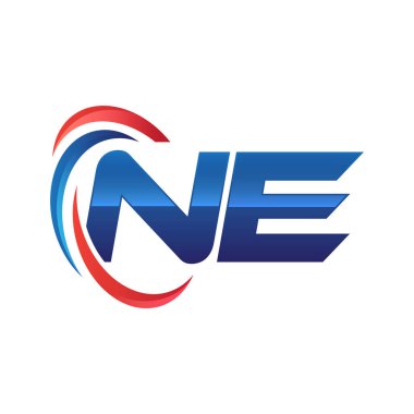 İlk harf logo swoosh kırmızı mavi