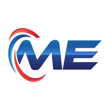 İlk harf logo swoosh kırmızı mavi