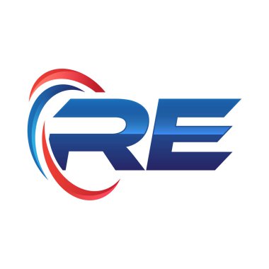 İlk harf logo swoosh kırmızı mavi