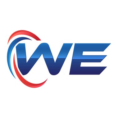 İlk harf logo swoosh kırmızı mavi