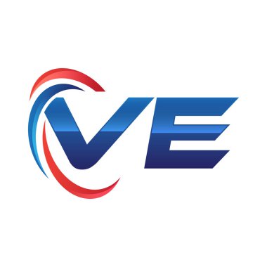 İlk harf logo swoosh kırmızı mavi