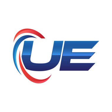 İlk harf logo swoosh kırmızı mavi