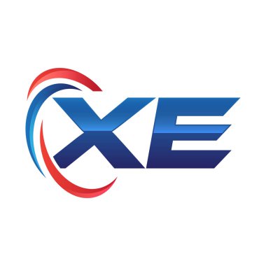 İlk harf logo swoosh kırmızı mavi