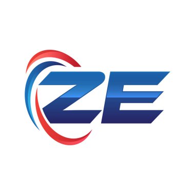 İlk harf logo swoosh kırmızı mavi