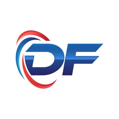 İlk harf logo swoosh kırmızı mavi