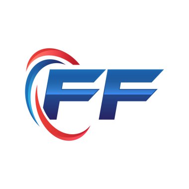 İlk harf logo swoosh kırmızı mavi