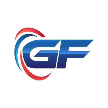 İlk harf logo swoosh kırmızı mavi