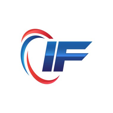 İlk harf logo swoosh kırmızı mavi